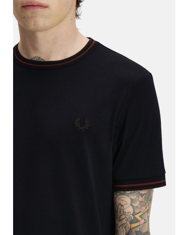 Fred Perry Camiseta con el ribete con dos franjas