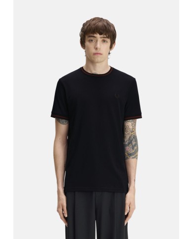 Fred Perry Camiseta con el ribete con dos franjas