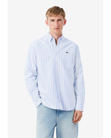 Lacoste Camisa Oxford de corte regular de rayas