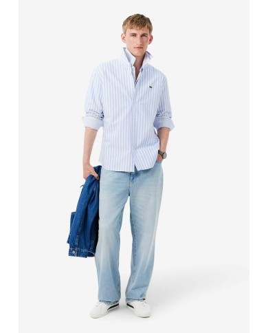 Lacoste Camisa Oxford de corte regular de rayas