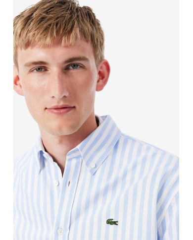 Lacoste Camisa Oxford de corte regular de rayas