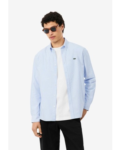 Lacoste Camisa Oxford de corte regular de rayas