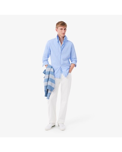 Lacoste Camisa de corte ajustado de popelín elástico de rayas