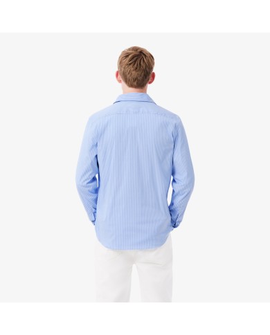 Lacoste Camisa de corte ajustado de popelín elástico de rayas