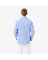 Lacoste Camisa de corte ajustado de popelín elástico de rayas