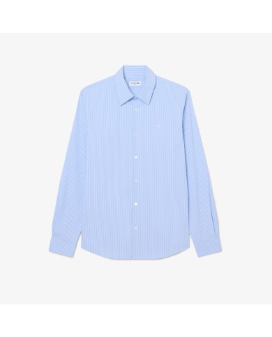 Lacoste Camisa de corte ajustado de popelín elástico de rayas