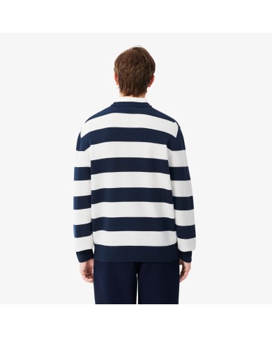 Lacoste Jersey con cuello marinero de algodón de rayas