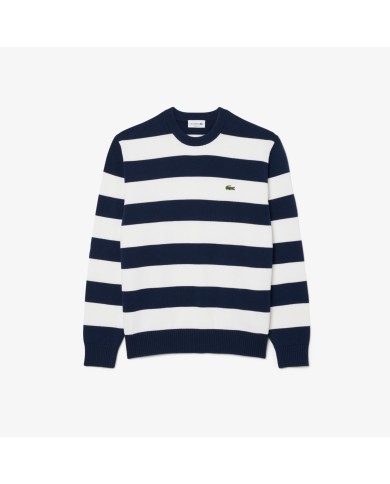 Lacoste Jersey con cuello marinero de algodón de rayas