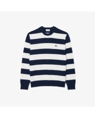 Lacoste Jersey con cuello marinero de algodón de rayas