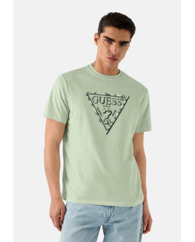 Guess Camiseta CN SS Triangle Leaves Embroide