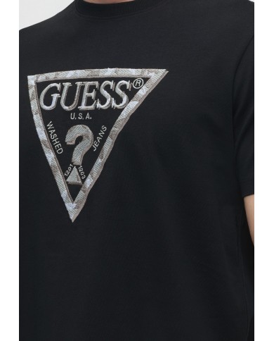 Guess Camiseta CN SS Triangle Leaves Embroide