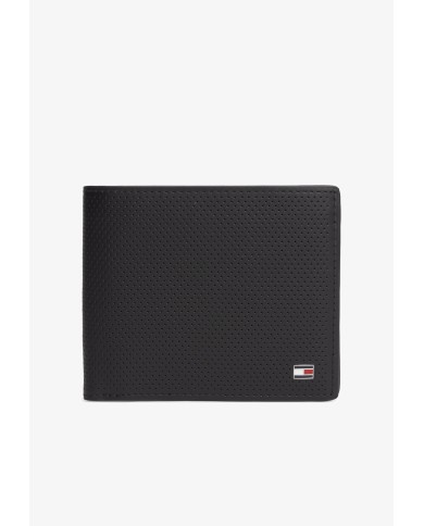 Tommy Hilfiger Cartera de piel perforada para tarjetas y monedas