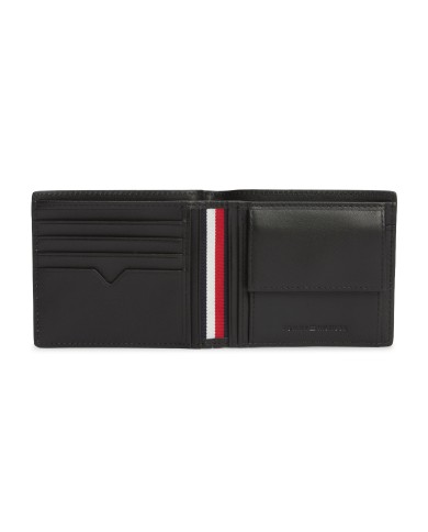 Tommy Hilfiger Cartera de piel perforada para tarjetas y monedas