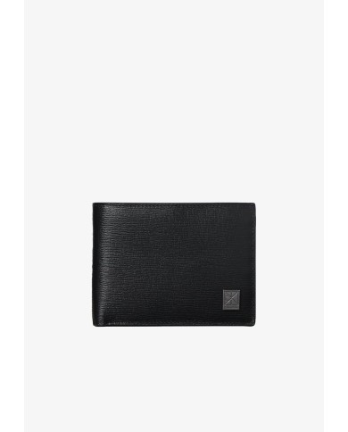 Calvin Klein Cartera de piel de plegado triple con logo con emblema con RFID