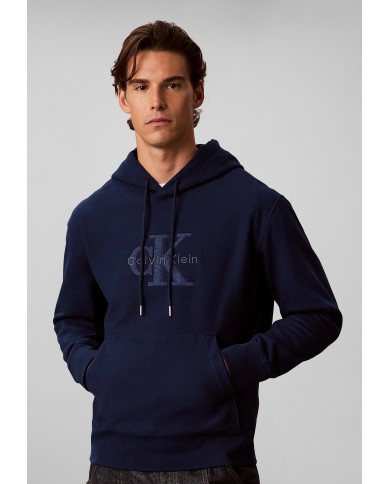 Calvin Klein Sudadera con capucha de felpa con logo denim
