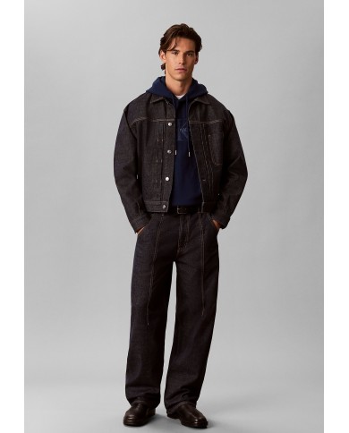 Calvin Klein Sudadera con capucha de felpa con logo denim