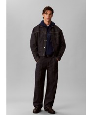 Calvin Klein Sudadera con capucha de felpa con logo denim