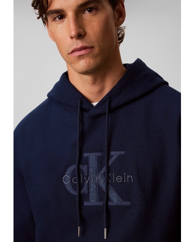 Calvin Klein Sudadera con capucha de felpa con logo denim