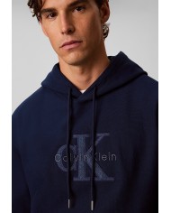 Calvin Klein Sudadera con capucha de felpa con logo denim