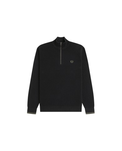 Fred Perry Jersey Waffle Stitch Half Zip Jumper