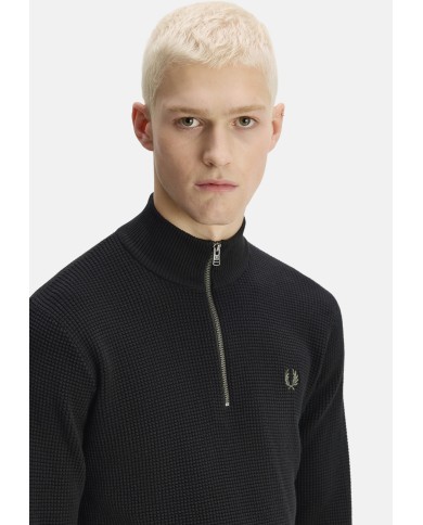 Fred Perry Jersey Waffle Stitch Half Zip Jumper