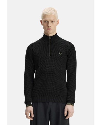 Fred Perry Jersey Waffle Stitch Half Zip Jumper