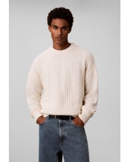 Calvin Klein Jersey LS Logo Cable Crew 3GG
