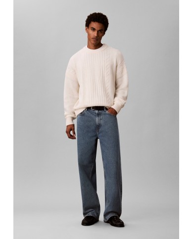 Calvin Klein Jersey LS Logo Cable Crew 3GG