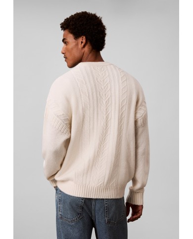 Calvin Klein Jersey LS Logo Cable Crew 3GG