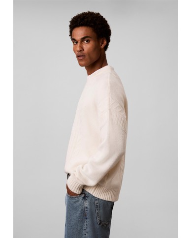 Calvin Klein Jersey LS Logo Cable Crew 3GG