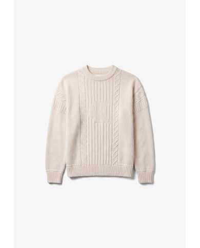 Calvin Klein Jersey LS Logo Cable Crew 3GG