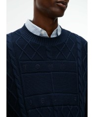 Tommy Jeans Jersey amplio de punto trenzado y de rombos