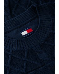 Tommy Jeans Jersey amplio de punto trenzado y de rombos