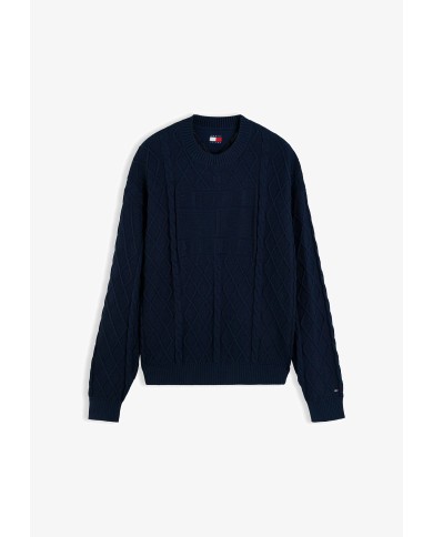 Tommy Jeans Jersey amplio de punto trenzado y de rombos