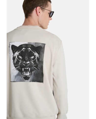 Antony Morato Sudadera Regular fit en mezcla de algodón con estampado tigre en el hombro y logo