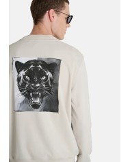 Antony Morato Sudadera Regular fit en mezcla de algodón con estampado tigre en el hombro y logo