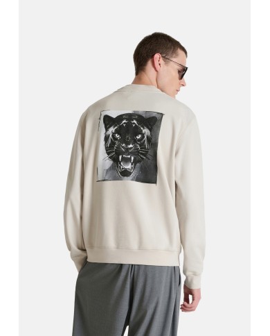 Antony Morato Sudadera Regular fit en mezcla de algodón con estampado tigre en el hombro y logo