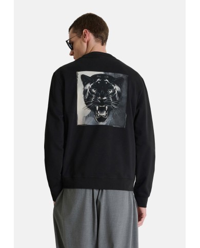 Antony Morato Sudadera Regular fit en mezcla de algodón con estampado tigre en el hombro y logo