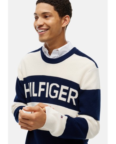 Tommy Hilfiger Jersey amplio de punto gofrado con logo en intarsia